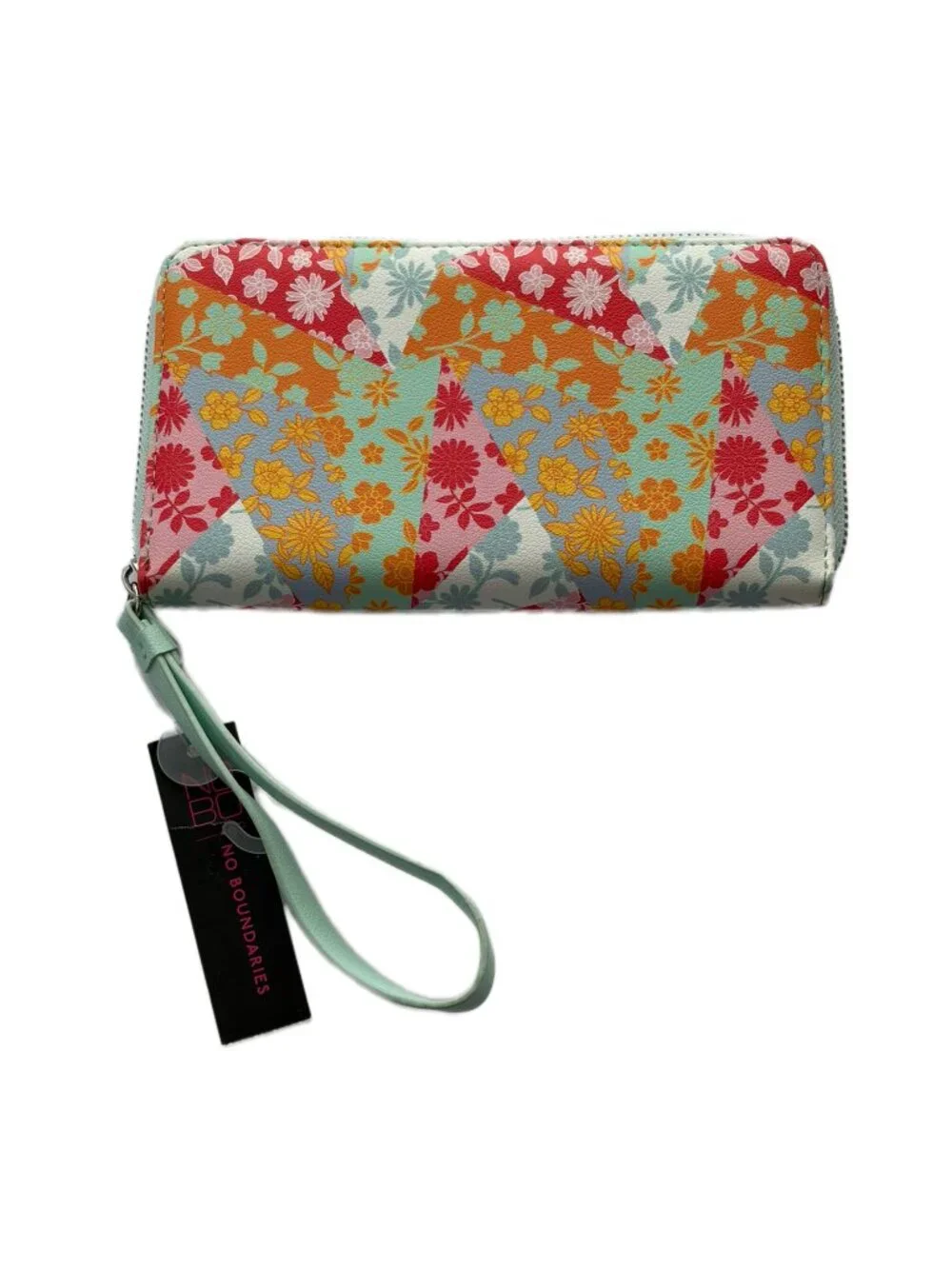 NWT No Boundaries Floral Zip Around Wristlet Wallet Multicolor Y2K Boho Strap